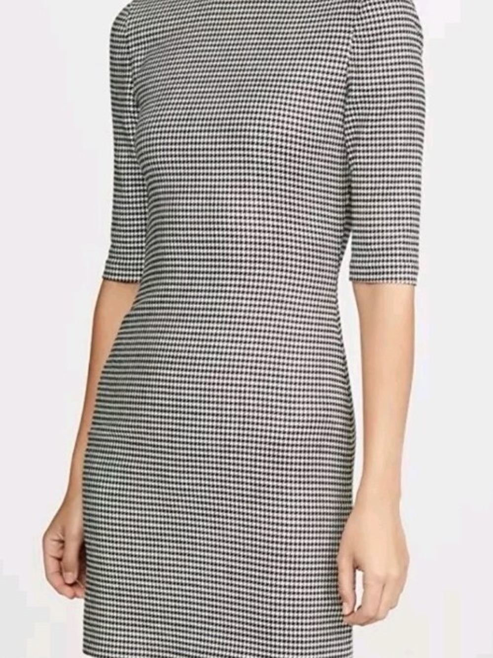 Alice + Olivia Black and White Houndstooth Midi Dress